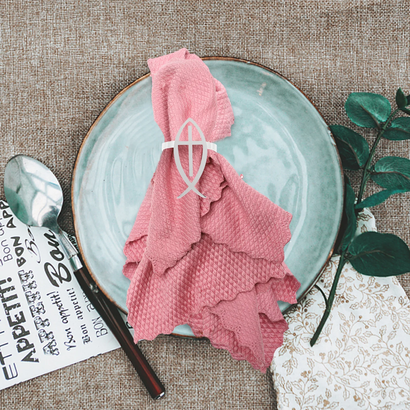 

4Pcs Cross Design Napkin Rings Easy Clean Serviette Rings for Easter Holiday Table Setting Cross Napkin Buckles