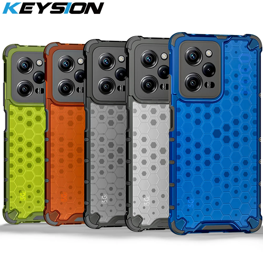 KEYSION Shockproof Armor Case for Xiaomi POCO X5 Pro 5G X4 GT Transparent Honeycomb Phone Cover for Redmi Note 12 4G 12 Pro+ 12S