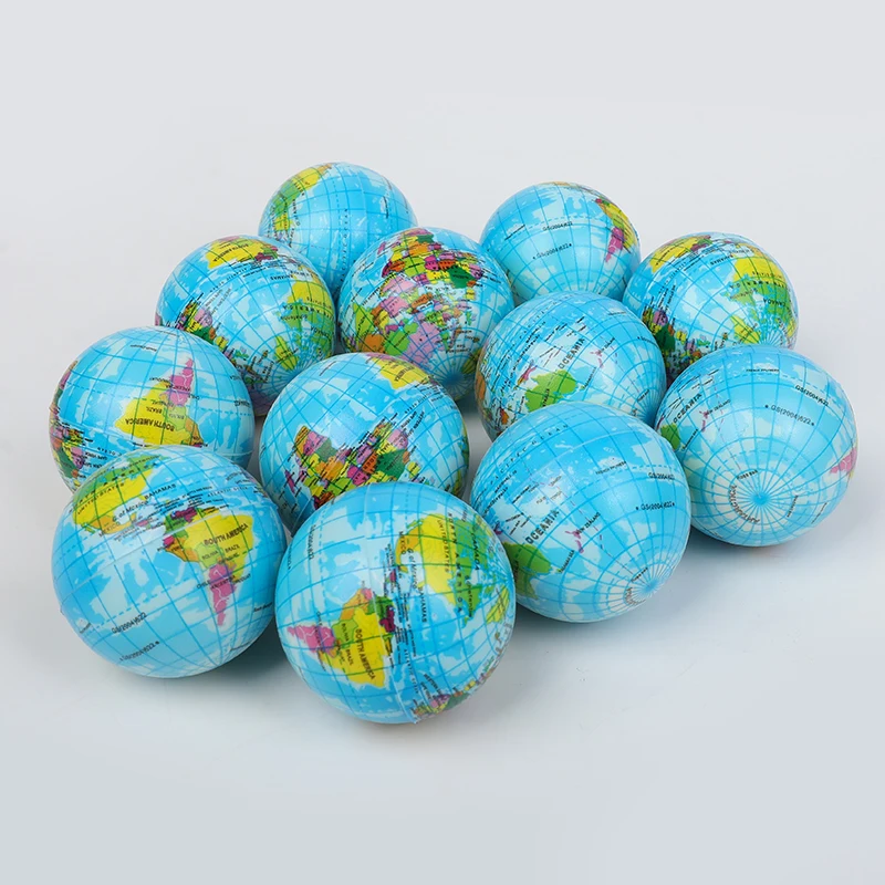 6/12pcs Earth Pattern Soft Foam Squeeze Balls Stress Relief Relax Toy Party Favors Pinata Fillers School Prizes Christmas Gifts