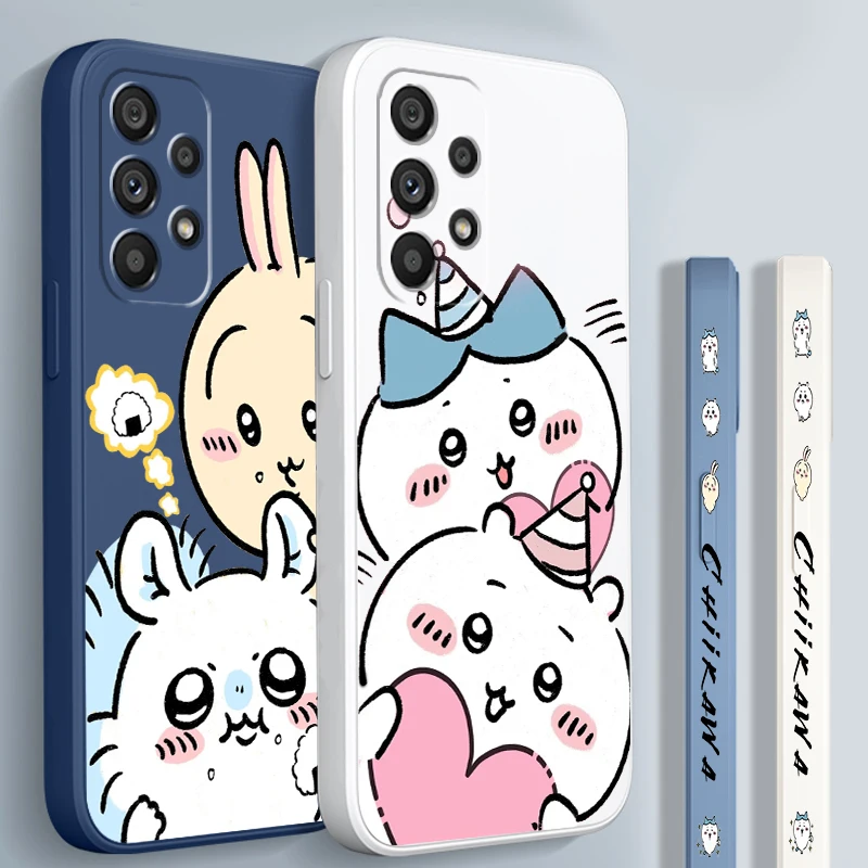 C-Chiikawa U-Usagi Cute Art Liquid Left Rope For Samsung A53 A52 A55 A32 A51 A71 A21S A13 A73 A55 A72 A23 A35 A05 5G Funda