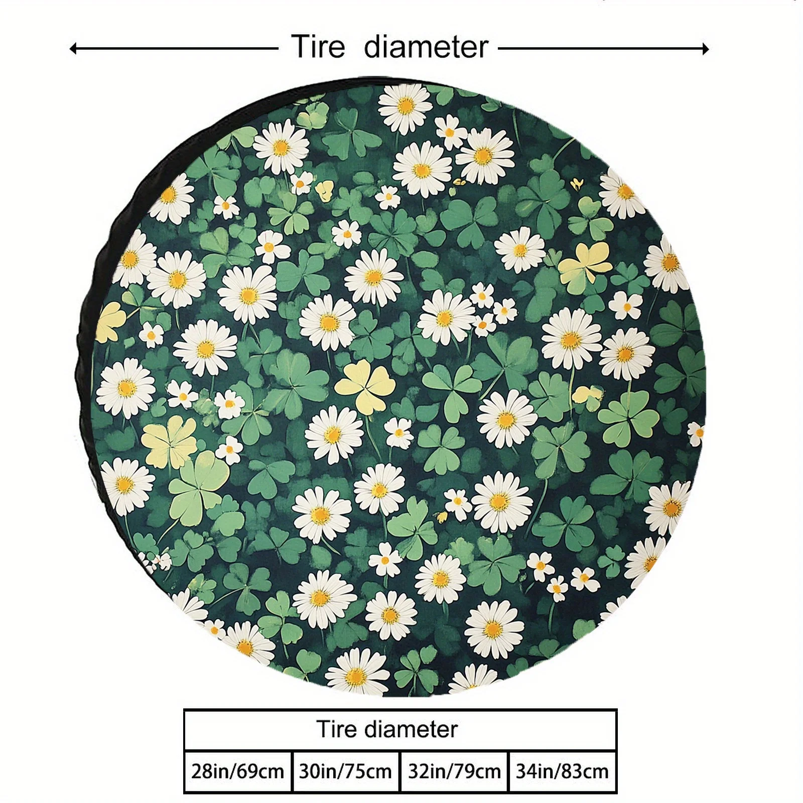 Daisy Clover Print Tire Cover Durable Polyester Spare Wheel Protector for RV SUV Outdoor