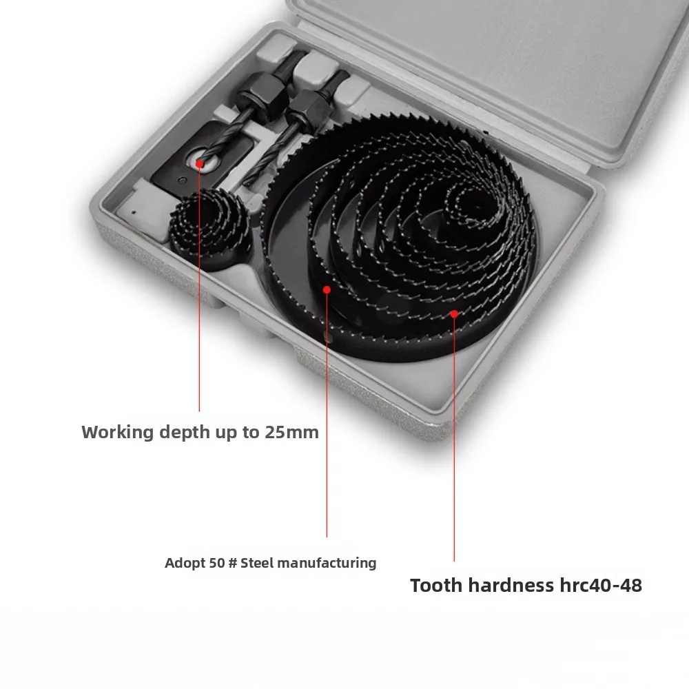 16PCS/1set Wood Carpentry Tools MDF Drill Bit Set Hole Saw Set 19-127mm For Drywall Metal Drill Bits PVC Tool Blades Cutting