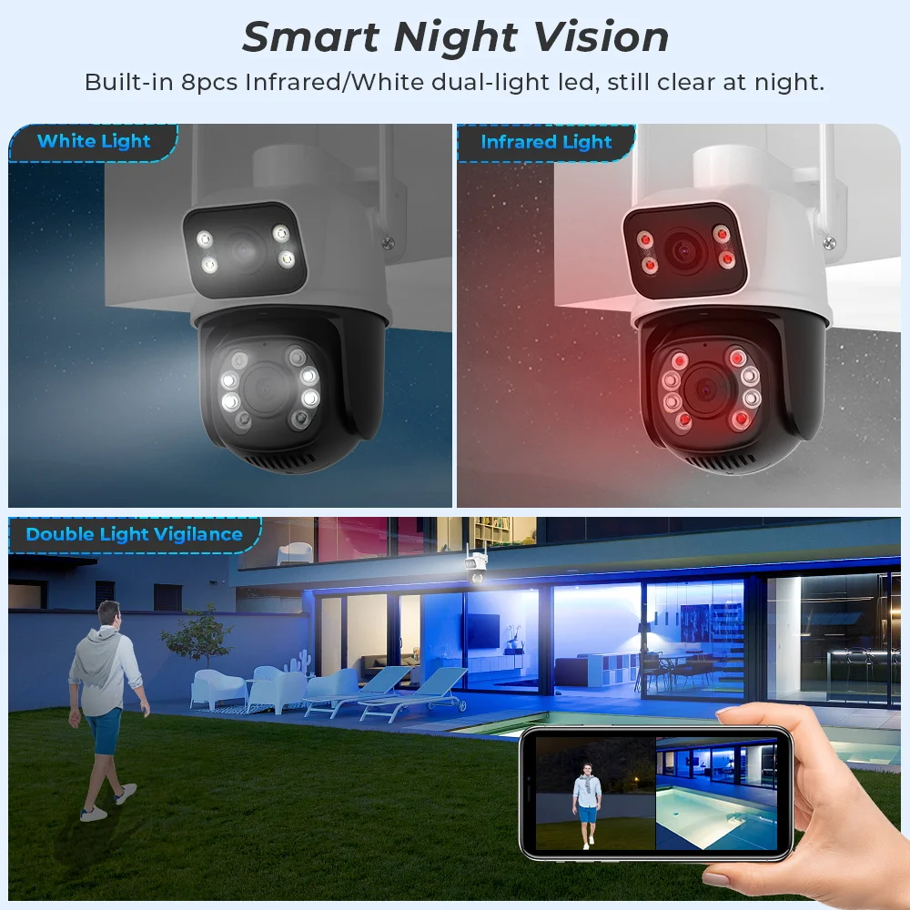 8MP 4K iCSee Wifi Camera Outdoor Dual lens Dual Screen Ai Human Detection Auto tracking Security Protection IP Wifi Surveillance image 3