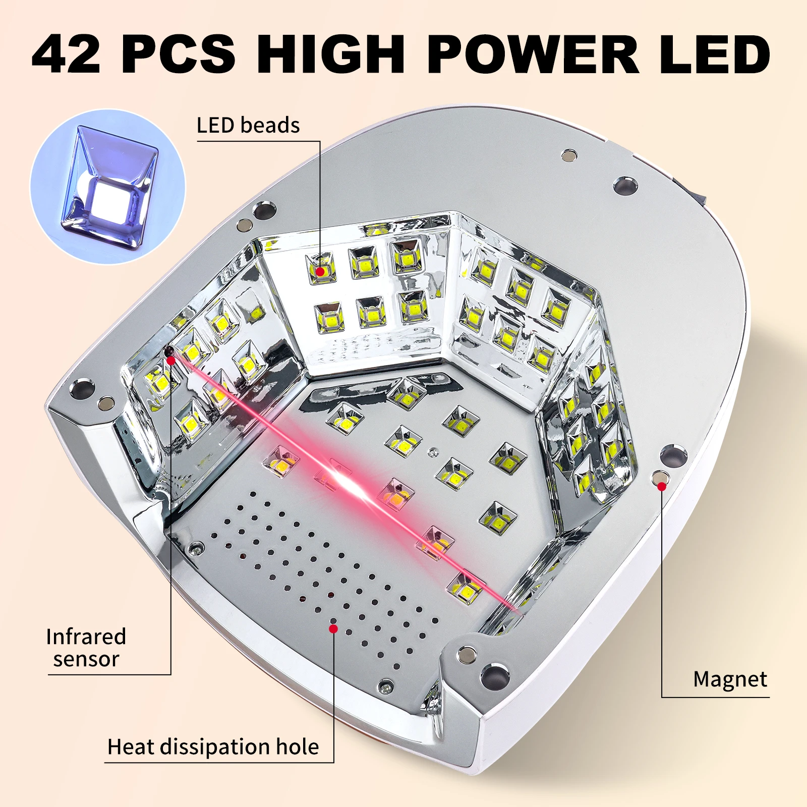 Lampe à ongles UV LED sans fil professionnelle pour ongles 42LEDS Rechargeable haute puissance vernis Gel durcissement lampe UV manucure équipement sec
