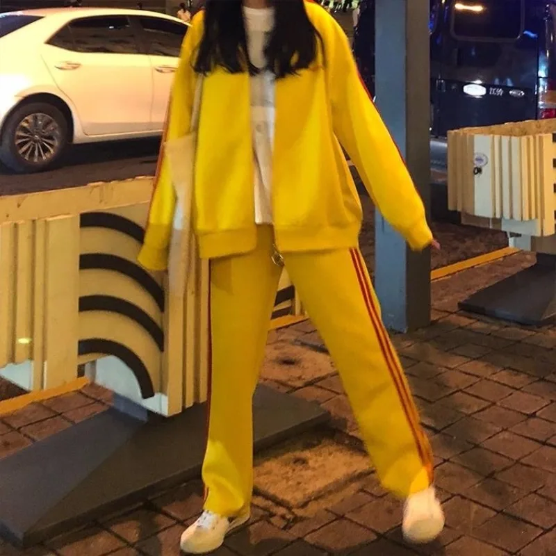 Bequeme Sport Anzug frauen Frühling Herbst Neue Koreanische Version Student Lose Mantel Hosen Mode Lässig Zwei-stück Set