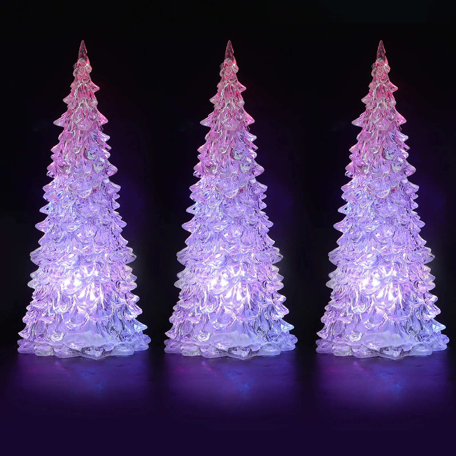 

3Pcs Color Changing LED Christmas Trees Light Up Mini Xmas Tabletop Prelit Small Xmas Tree Holiday Decor Bottle Brush Trees