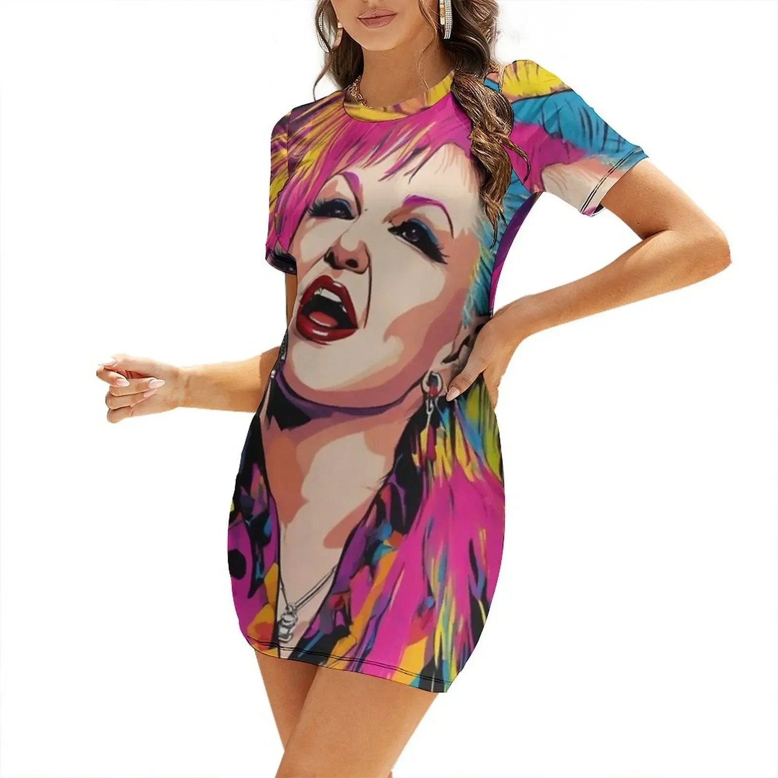 Cyndi Lauper – robe courte à manches courtes, sexy et audacieuse, pour femme, robe d'anniversaire, robes d'été pour femme, 2026