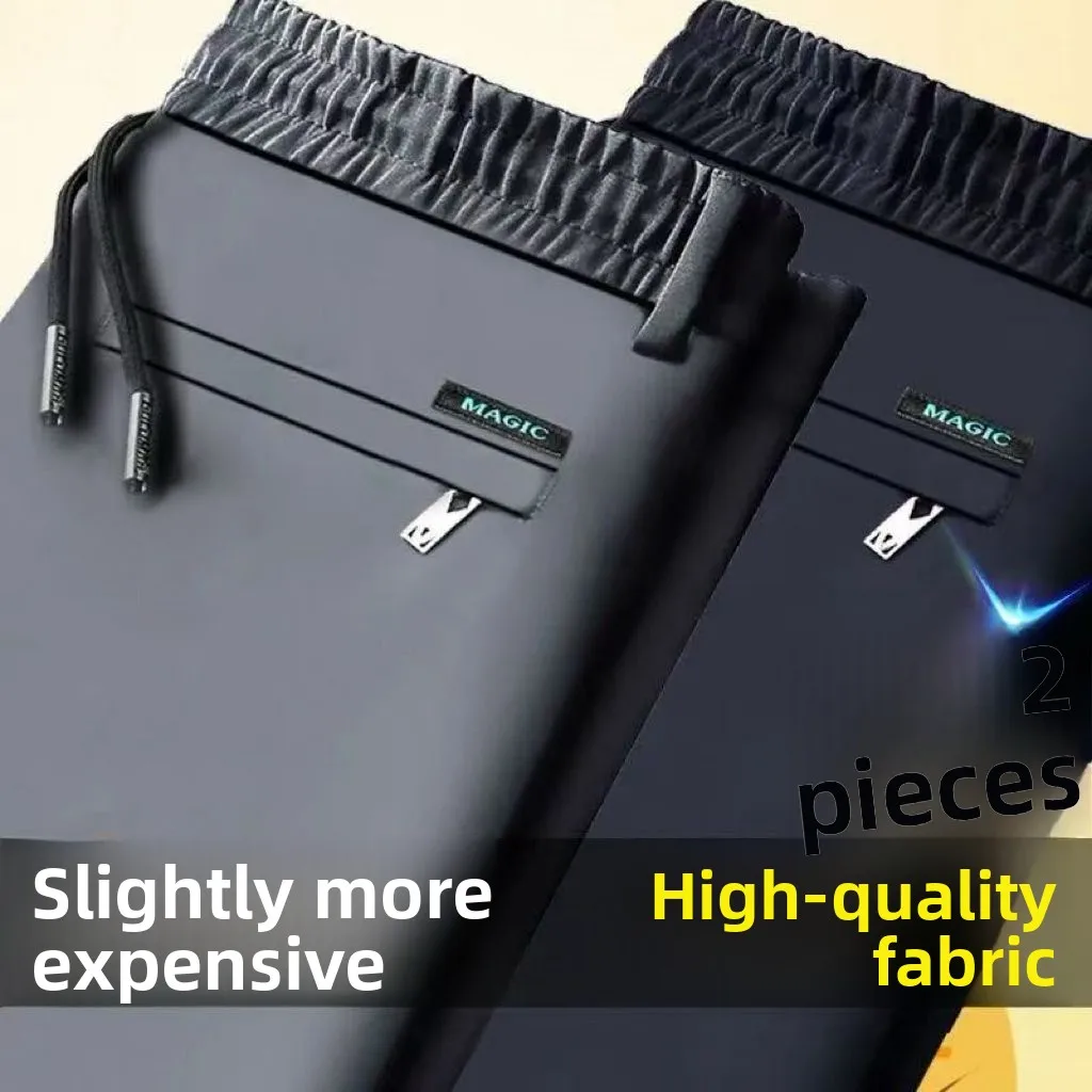 

Ice Silk Casual Men's Long Pants Summer Thin Straight Loose Faion Dad Clothes Low Waist Straight Leg Length Faion Trousers