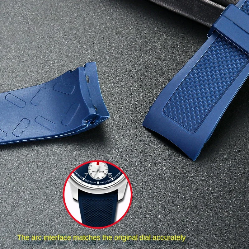 22mm Diving Silicone Rubber Watchband For IWC PORTUGIESER YACHT CLUB CHRONOGRAPH IW390503 IW390502/390507 Black blue Watch Strap