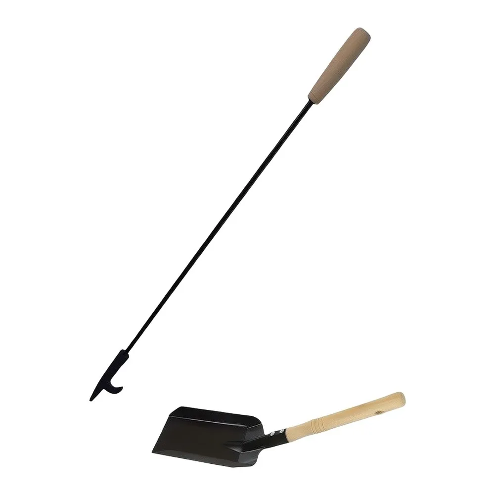 3 Piece Fireplace Tool Set with Fire Hook Shovel and Dust Brush for Indoor Fireplace Owners Requiring Dependable Tools