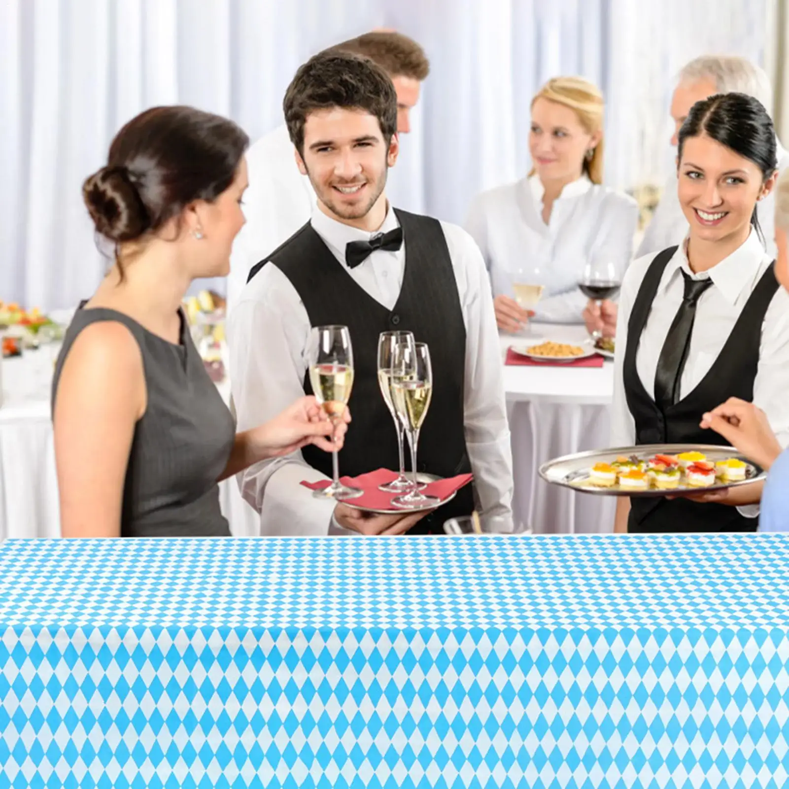 Blue And White Tablecloth Blue And White Oktoberfest Tablecover Foldable Party Decorations Bavarian Tabletop Cover For Beer