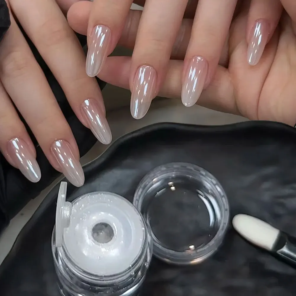 1 Pote de Pó Cromado Espelhado Brilhante para Unhas, Pigmento de Arte para Unhas com Efeito Aurora Luar de Alto Brilho, Pó para Polimento de Unhas, Decoração 0.3g-0.5g
