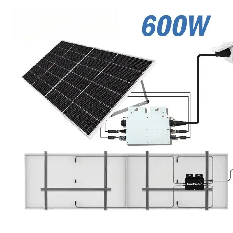 600W Micro Grid Tie Inverter with WiFi Roof Photovoltaic System for 2x300W Solar Panels