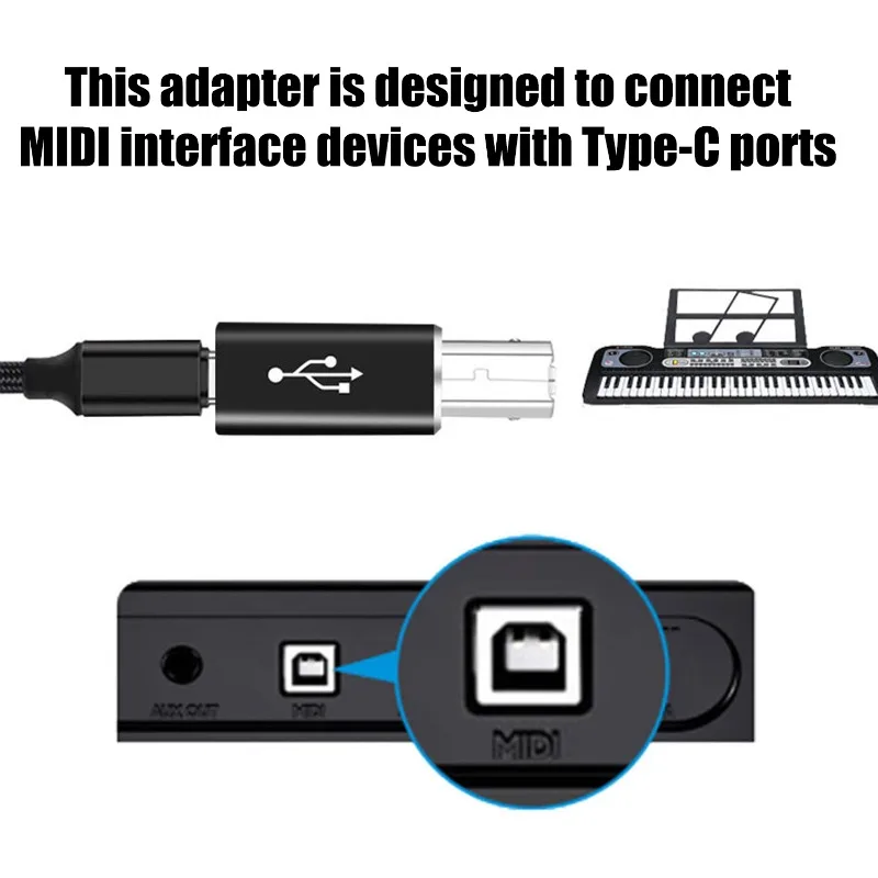 2/1Pcs USB C Female To USB B Male Adapters for Scanner Printer Controller Converter Type C To MIDI Data Transfer Connectors