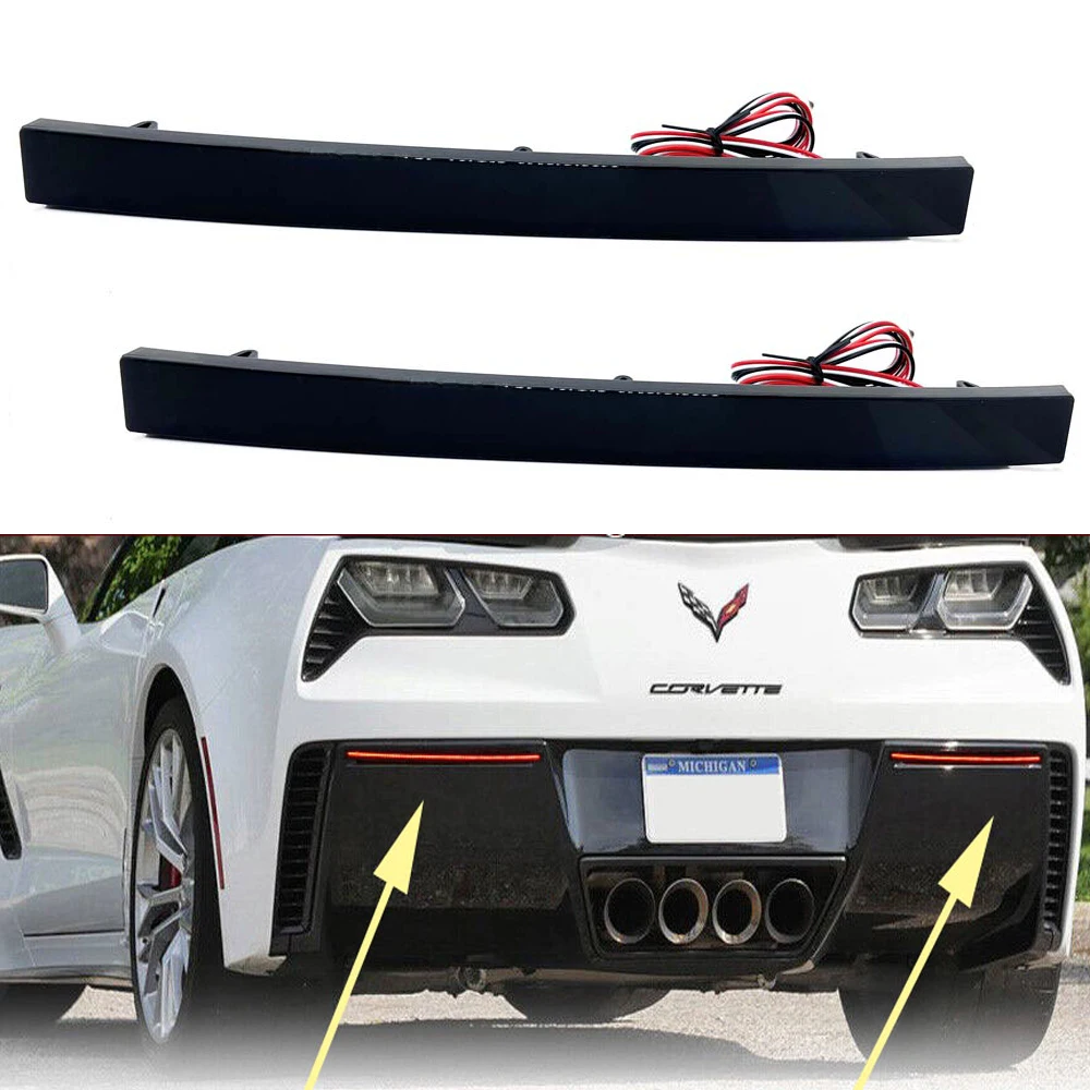 

Smoke Lens LED Rear Bumper Reflector Light Lamp for 2014-2019 Chevy Corvette C7 2Pcs Red Color Brake Light Lamps