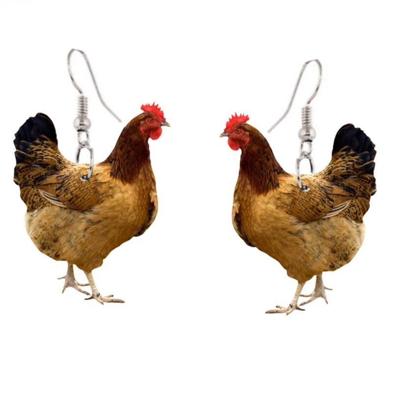 Acrylic Chicken Hen Earrings Big Long Dangle Drop Novelty Farm Fowl Jewelry For Women Girls Cartoon Animal Charms