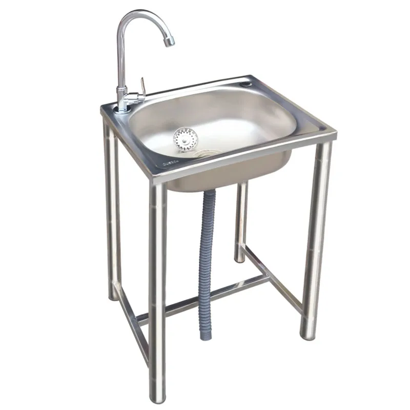 Stainless steel sink with bracket Easy installation Balcony wash basin Sink Floor to ceiling small sink Kitchen vegetable basin