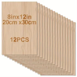 4 pz/8 pz/12 pz fogli di legno per l'artigianato-12x 8in/20*30cm - 2mm di spessore fogli di compensato con superfici lisce quadrati tavole di legno per L