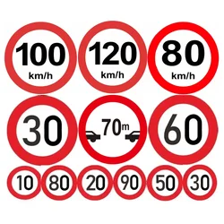 Traffic Signl Speed Limit 10.20.30.40.50.60.70.90 Km/h,Vintage Metal Tin Sign Traffic Restriction Outdoor Waterproof Sign