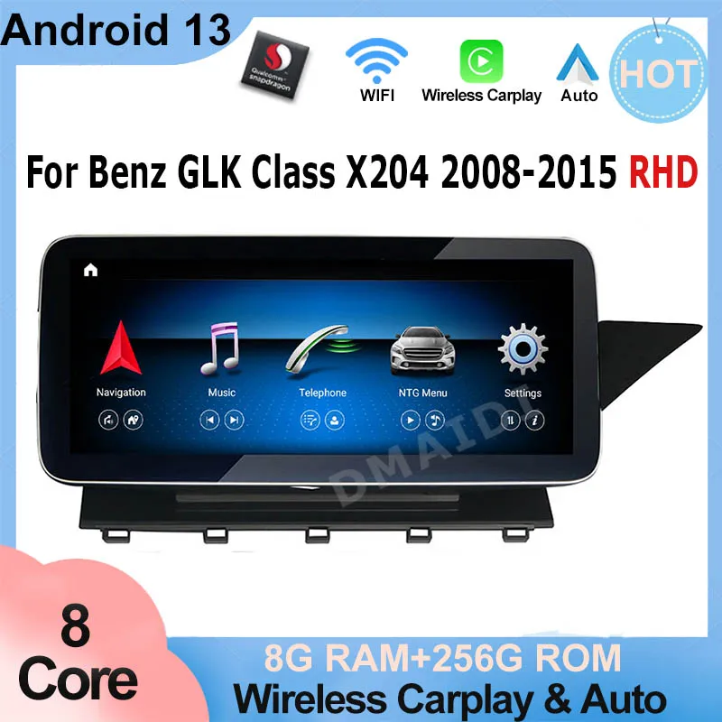 

Qualcomm Factory Price Android AUTO Carplay For Mercedes GLK Class X204 RHD Navi Car Video Player Bluetooth Multimedia Screen 4G