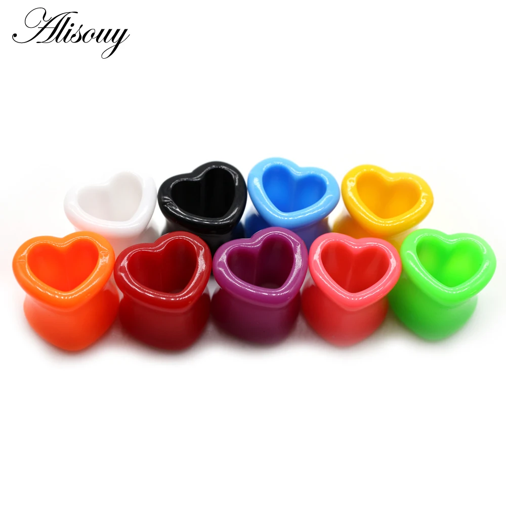 2 Pieces Hot Acrylic Heart Ear Taper Stretcher Expanders Gauge 4mm-12mm Tunnel and Plugs Earlobe Earring Piercing Body Jewelry