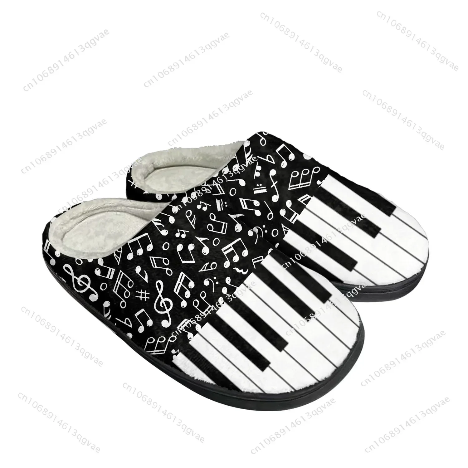 Musical Notes Cartoon Pattern Home Cotton Custom Slippers Mens Womens Sandals Plush Bedroom Keep Warm Shoe Thermal Slipper