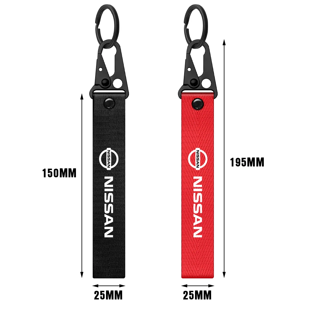 1PC Car Style Nylon Metal Key Ring Streamer Key Chain Accessories For Nissan Nismo X-Trail Almera Qashqai J11 Tiida Note Teana