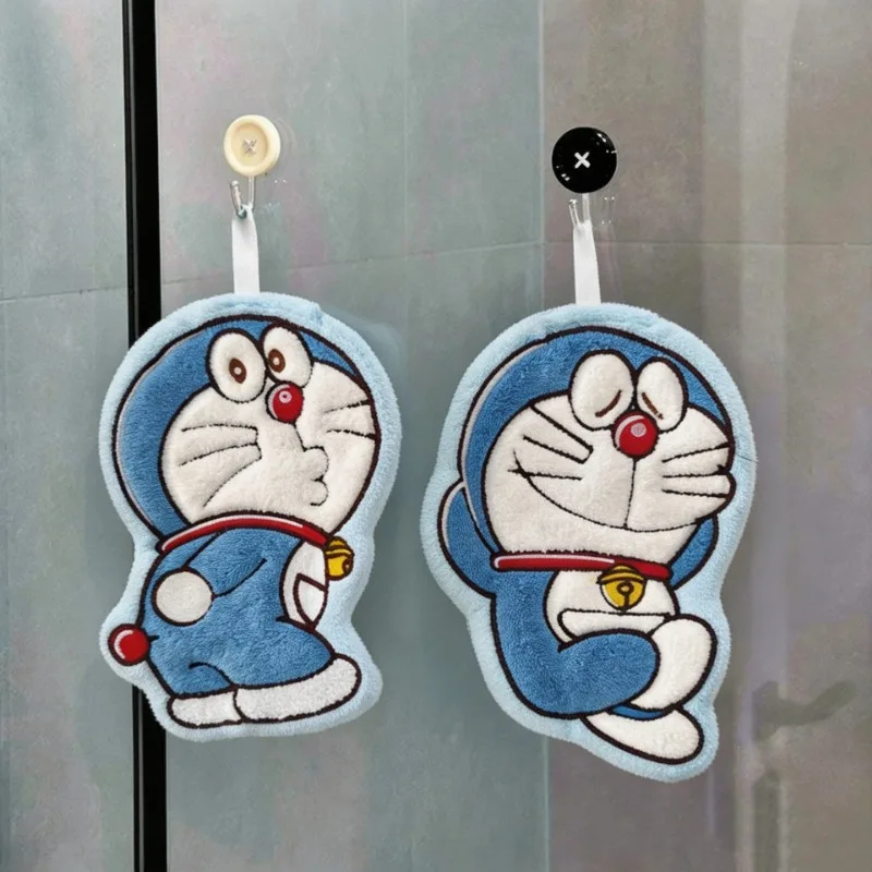 Doraemons Cute Hanging Towel Kitchen Hand Towels Bathroom Soft Absorbent Handkerchief Cartoon Anime Character Kawaii Dishcloth