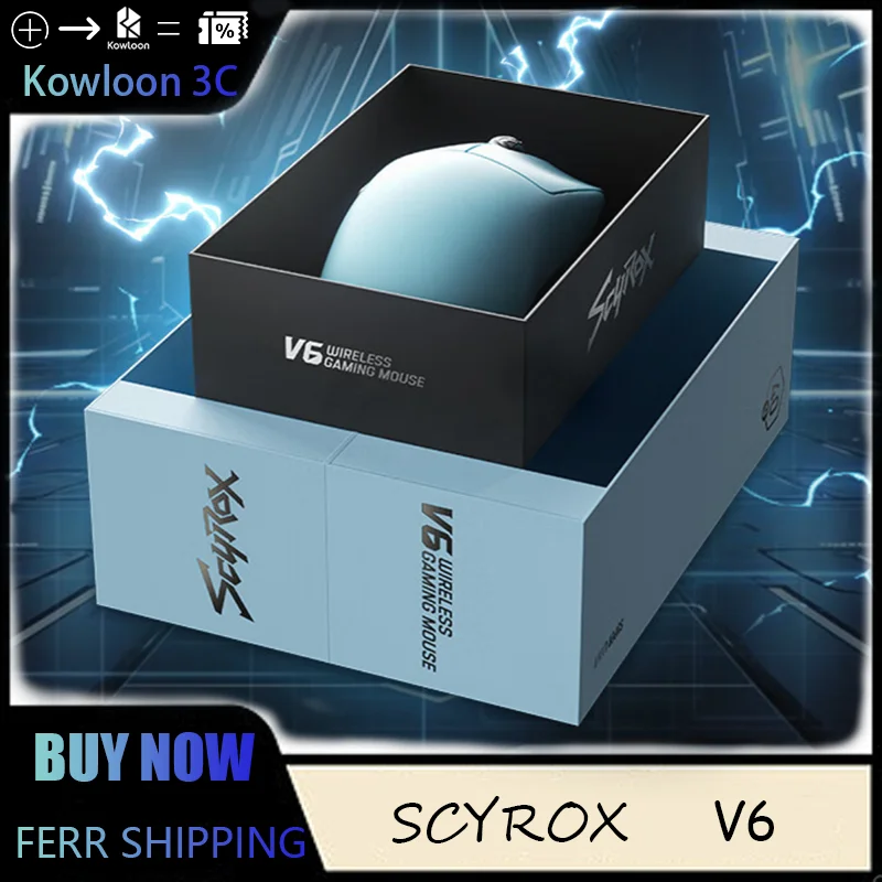 SCYROX V6 Gaming Mouse Dual-Mode Wireless Pixart 3950 Low Latency E-Sports Mouse 8k Ultra Light Accessories 30000DPI Nordic 5284