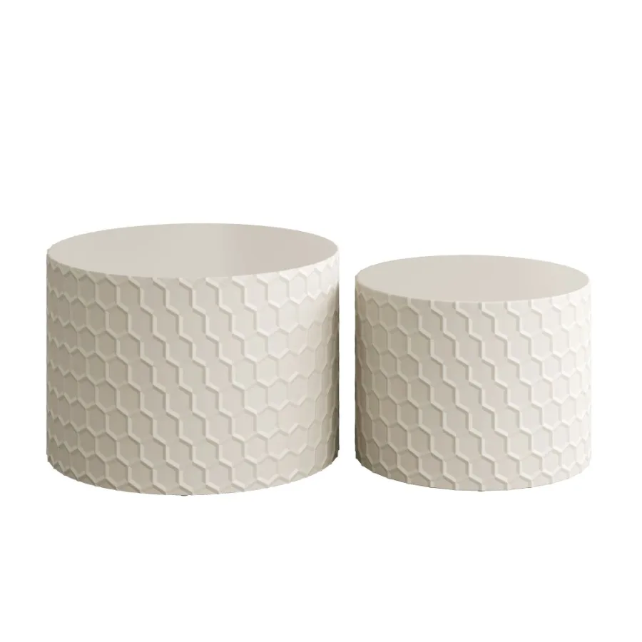 مجموعة طاولة القهوة المتداخلة الأنيقة والبسيطة مع تصميم قرص العسل وطاولة القهوة المستديرة الحديثة وطاولة القهوة الدائرية لـ Li #6