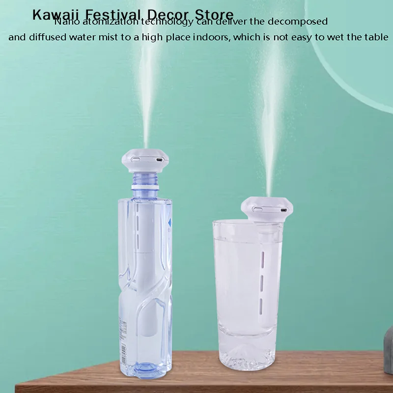 Mini Air Humidifier Portable Humidifier USB Rechargeable Low Noise Car Travel Mineral Water Bottle Humidifier Home Office Travel