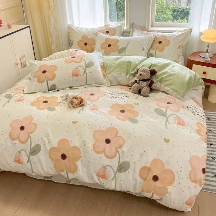 Simple and Fresh Spring and Summer Cotton Duvet Cover, Soft and Comfortable Bedding for All Seasons