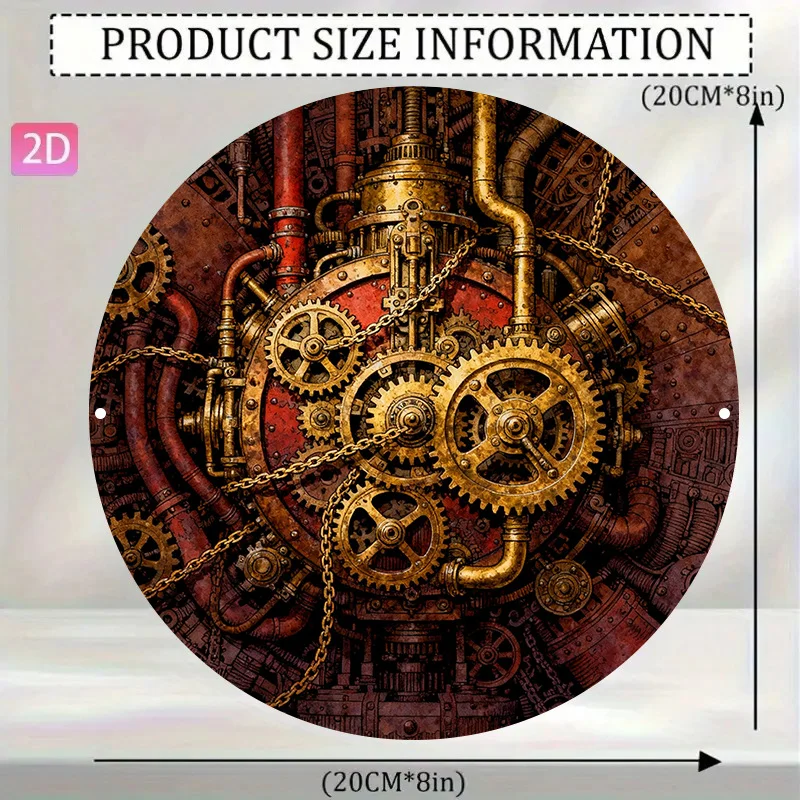 Vintage Steampunk Aluminum Wall Art 8x8 Inch Waterproof Durable Metal Sign For Home Bar Office Cave Engineer Decor