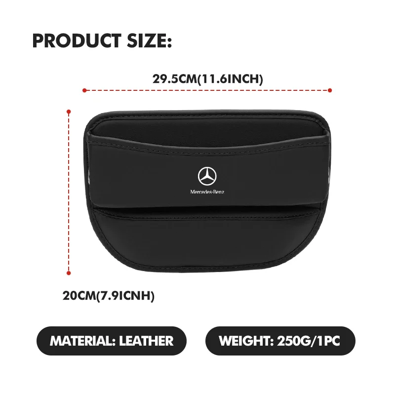 Leather Car Seat Gap Organizer Crevice Filler Storage Box Pocket For Benz W211 W124 W176 W177 C180 C200 C260 C300 GLC CLE CLA