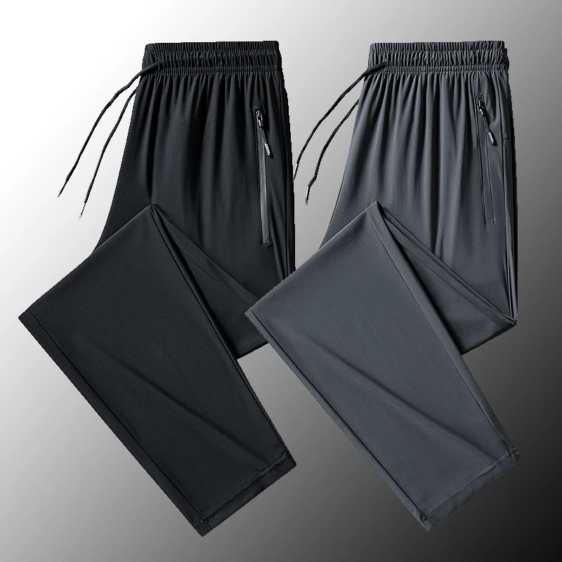 

Outdoor Qui Dry Ice Silk Straight Leg Sport Pants Spring Summer Men's Loose Casual Thin Elastic Leisure Trousers