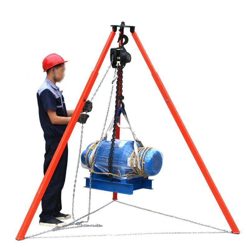 Heavy Duty Lifting Tripod Industrial 1-3M 2000kg Rescue Tripod Telescopic Lifting Tripod Crane Load 2T Detachable Hoist Chain