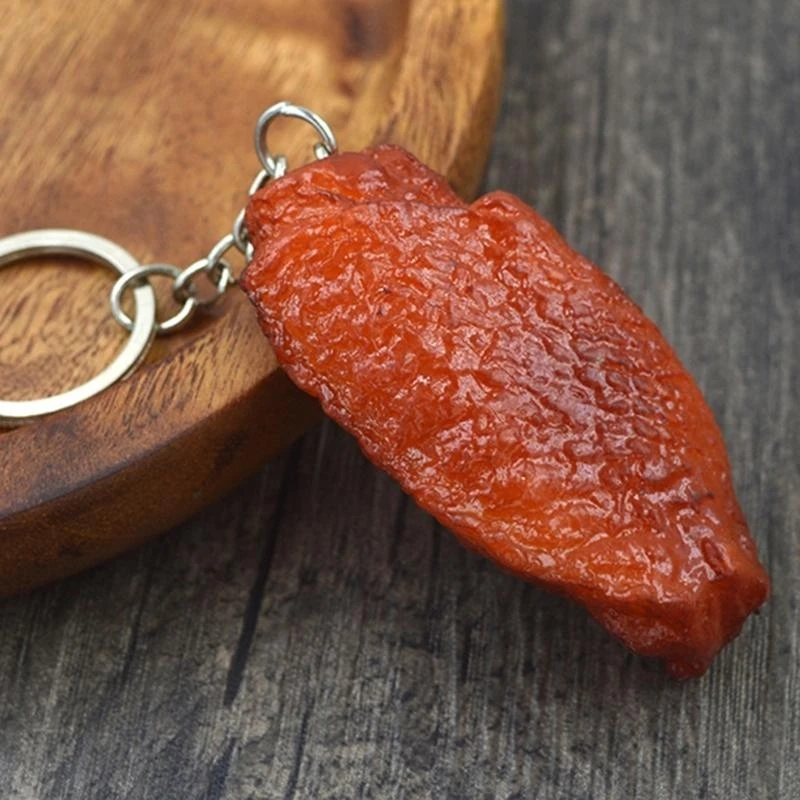 31BA 6 Pcs Simulation Keychain Decorative Keychain False Braised Pork Pendant Ornaments Bag Charm Car Chain