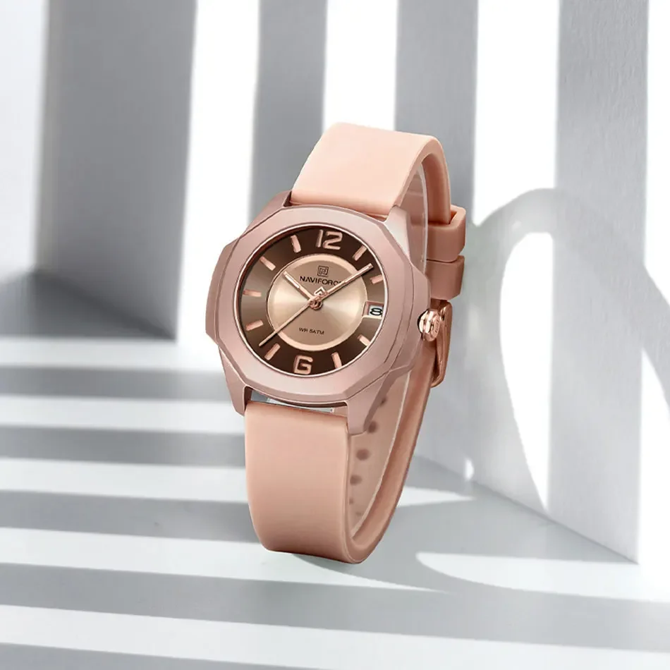 New Style NAVIFORCE Simple Style Silicone Strap Wristwatch Women's Luxury Quartz Watches Ladies Date Display Clock Package Gifts