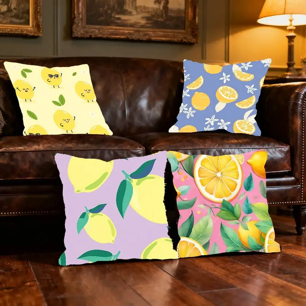 Cartoon Fruit Lemon Pillow Case Elegant Couple Home Living Room Bedroom Decorative Rectangle Pillowcase Sofa Cushion Cover