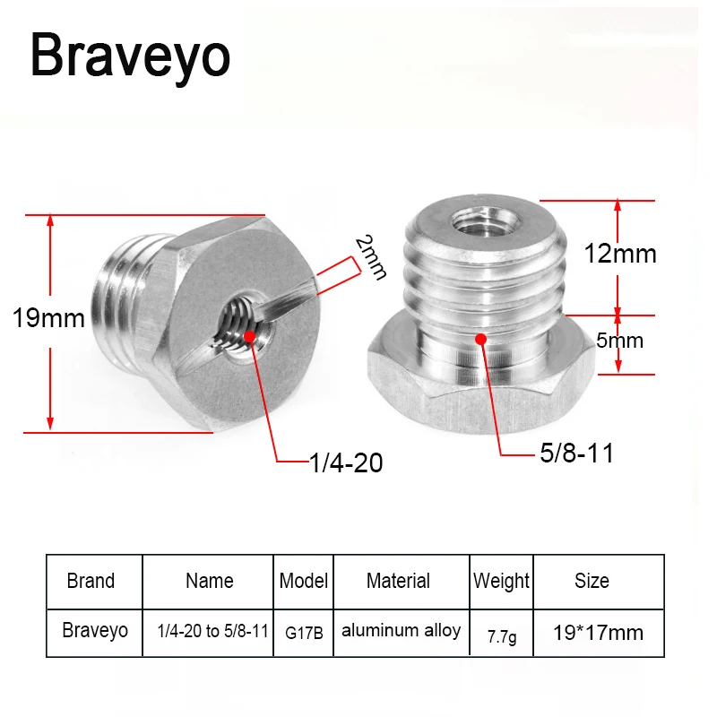 1/4-20 to 5/8-11 Green Light Level Adapter Screw Level Tripod Laser Infrared Marking Instrument Conversion Screw Accessories