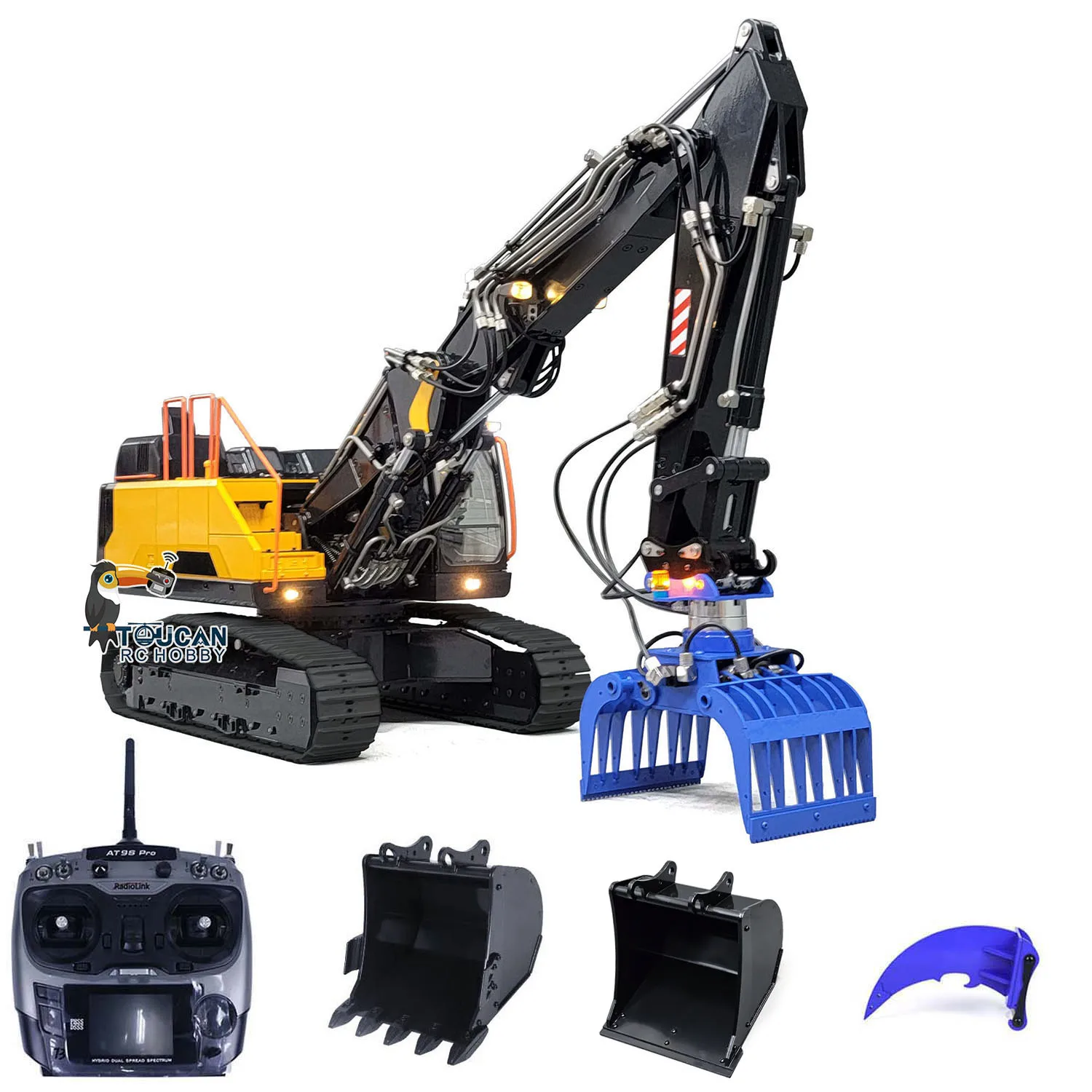 Metal RC Excavator 1/14 Hydraulic 3 Arms EC380 for Remote Control Tracked Construction Vehicle Boy Gift TH22513-SMT1