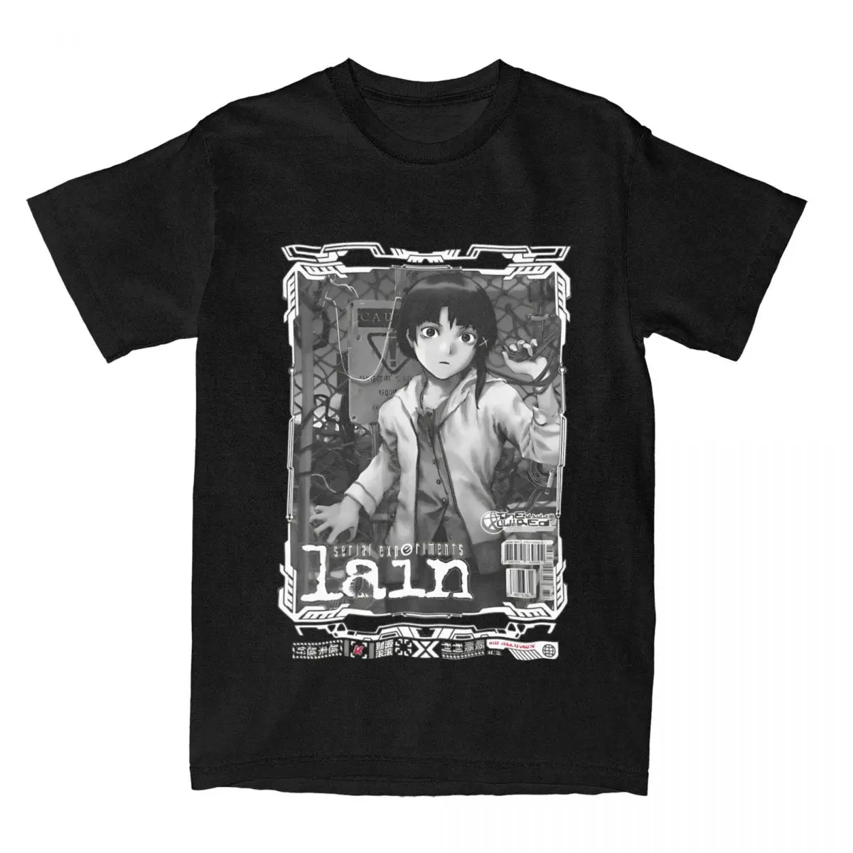 Serial Experiments Lain Wired Men Women T Shirts Anime Lwakura Sci Fi Manga Tees Short Sleeve T-Shirts Cotton Original Tops