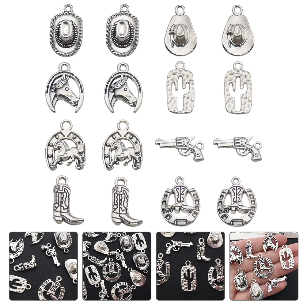 

48 Pcs Cowboy Hat Pendant Necklace Alloy Charms Jewelry Making Pendants Modeling Earring Supplies DIY Supply Material
