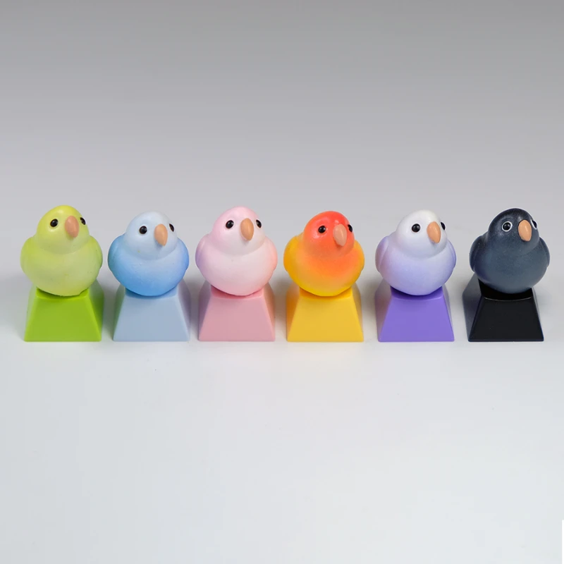 Custom Cute Colorful Peony Parrot Bird Keycaps Handmade Pet Keycap Original Resin Artisan Personalization Point Key Caps Gift