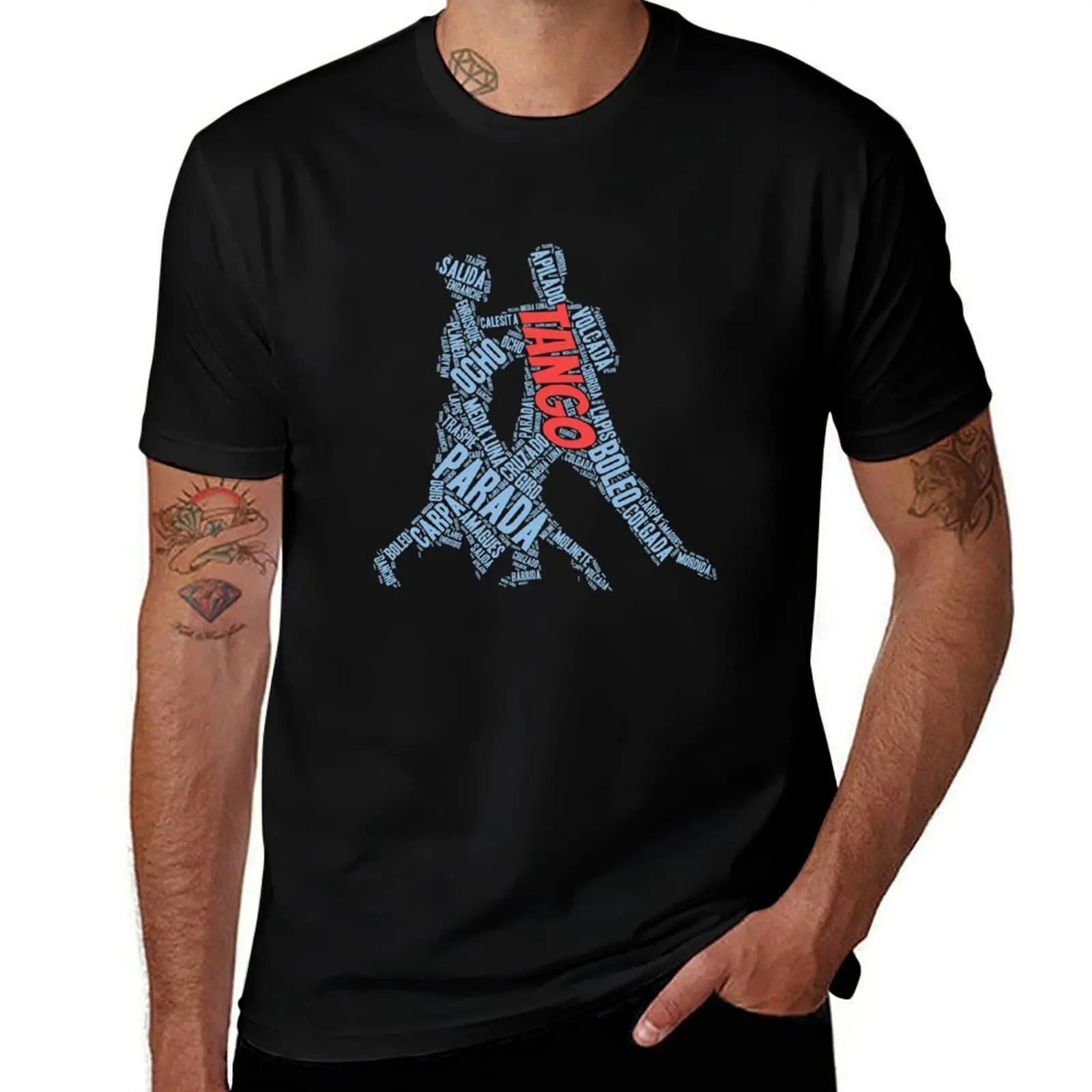 Tango Steps Dance Couple Word Art T-Shirt t shirts for man slim fit T-Shirt