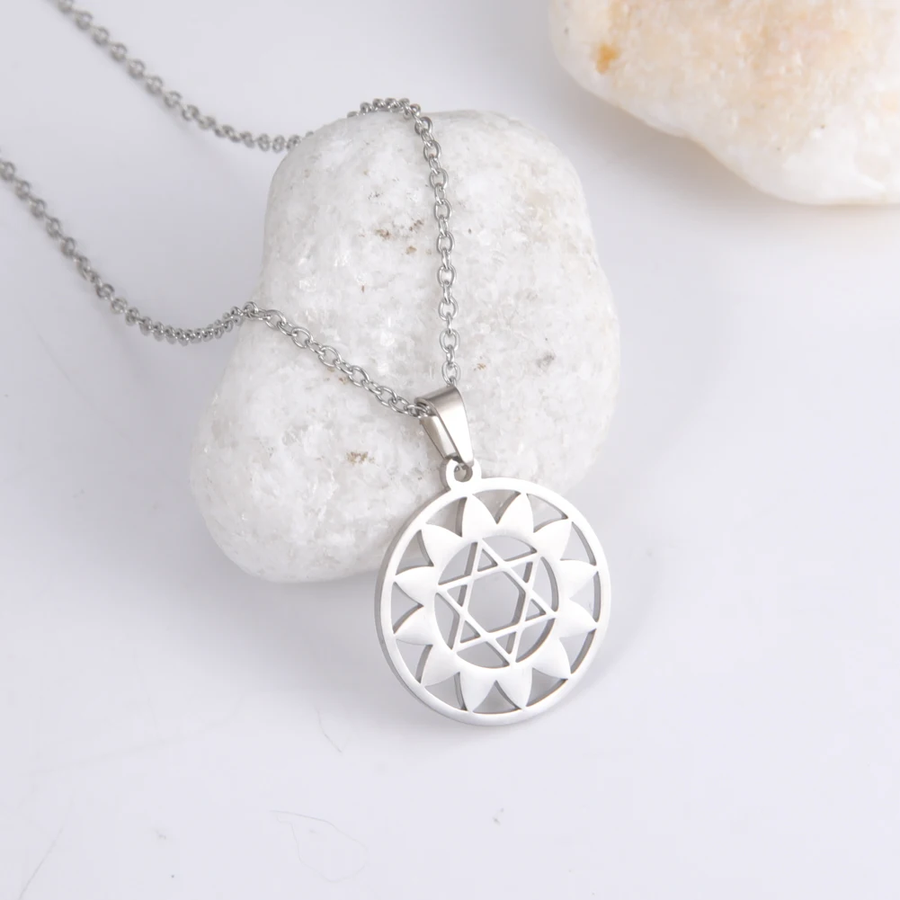 Dawapara Seven Chakras Symbol Pendants Stainless Steel Meditation Amulet Healing Spiritual Jewelry
