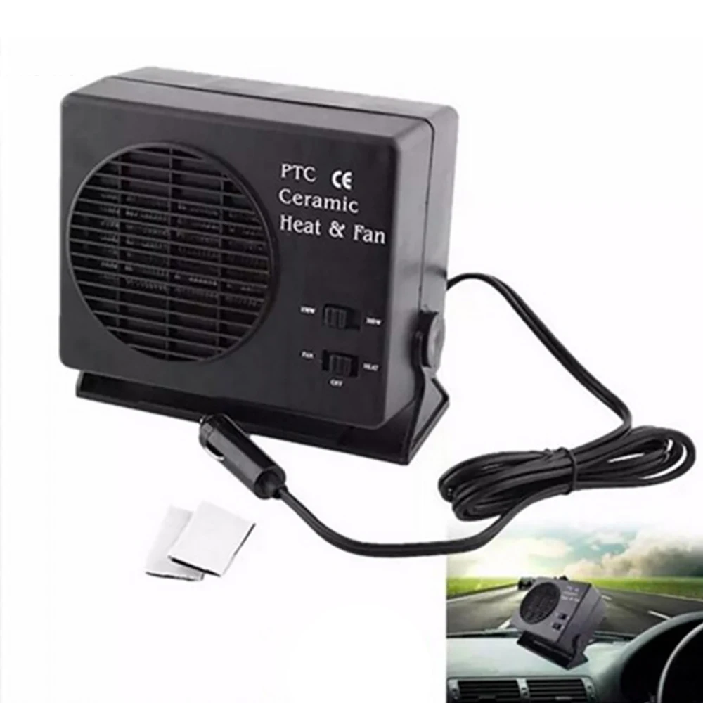 New 12V Car Portable 2 in 1 Electric Fan and Heater Defroster Demister Quick Heating Speed Portable Electric Dryer Windshield D