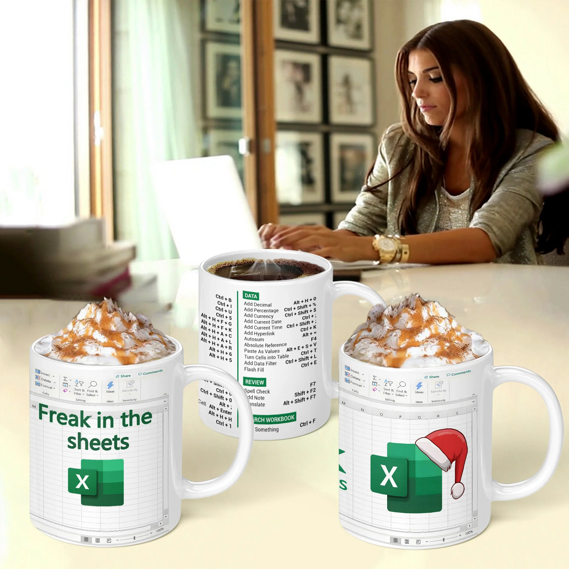 

Excel freak in the sheets white mug breakfast coffee tea mug