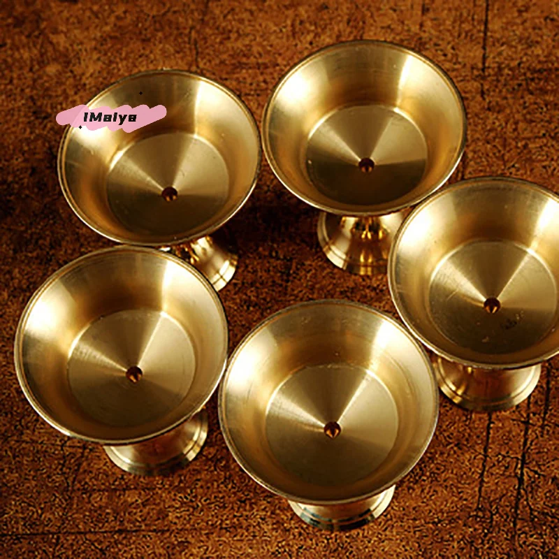 Picture 7: M-1PC Retro Brass Candle Holders Copper Butter Lamp Holder Long Lamp Candlestick Put Candle Copper Cup Home Wedding Decor