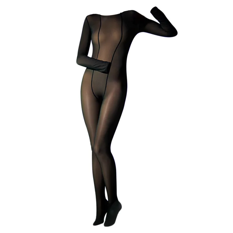 Autumn Winter Sexy Pantyhose Jumpsuit Black Long Sleeve Tights Stockings Women Sleeping Onesies